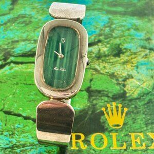 Vintage 1970  Miss Tudor by Rolex  pre-own sterling  silver malakite  watch.